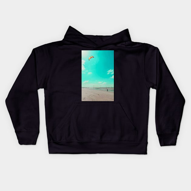 Beach Kiting No. 2 Kids Hoodie by asanaworld